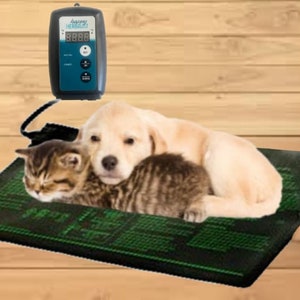 HappyHerbalist heating mats are dog and cat friendly. Lizards too. Hard flexible durable plastic with thermo control.