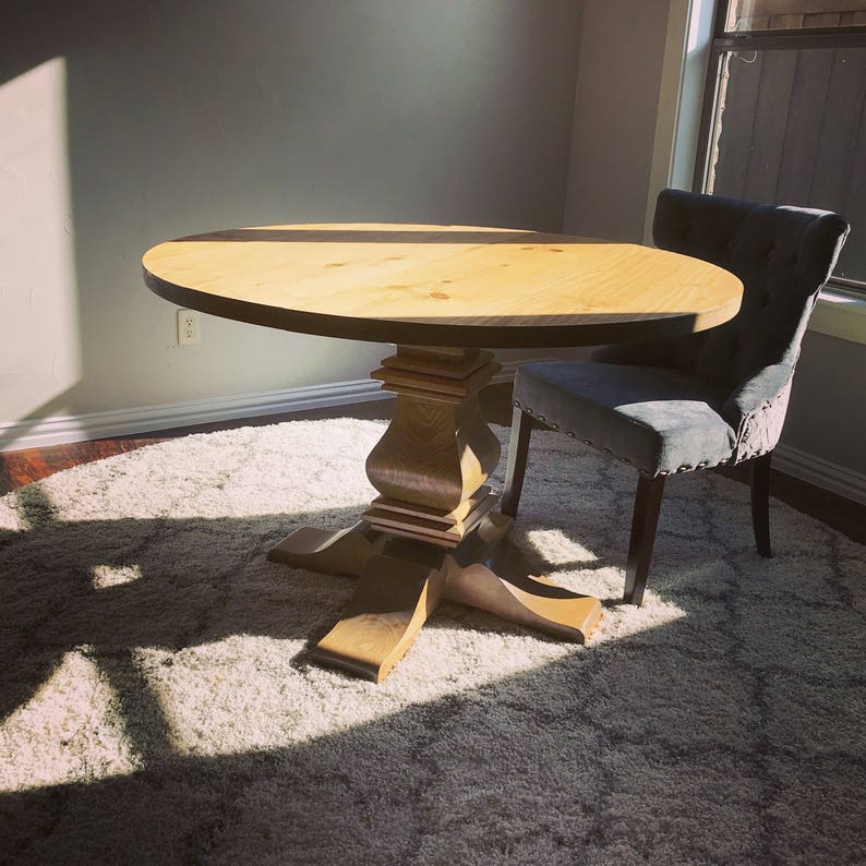 Restoration Hardware Inspired Round Trestle Dining Table Etsy
