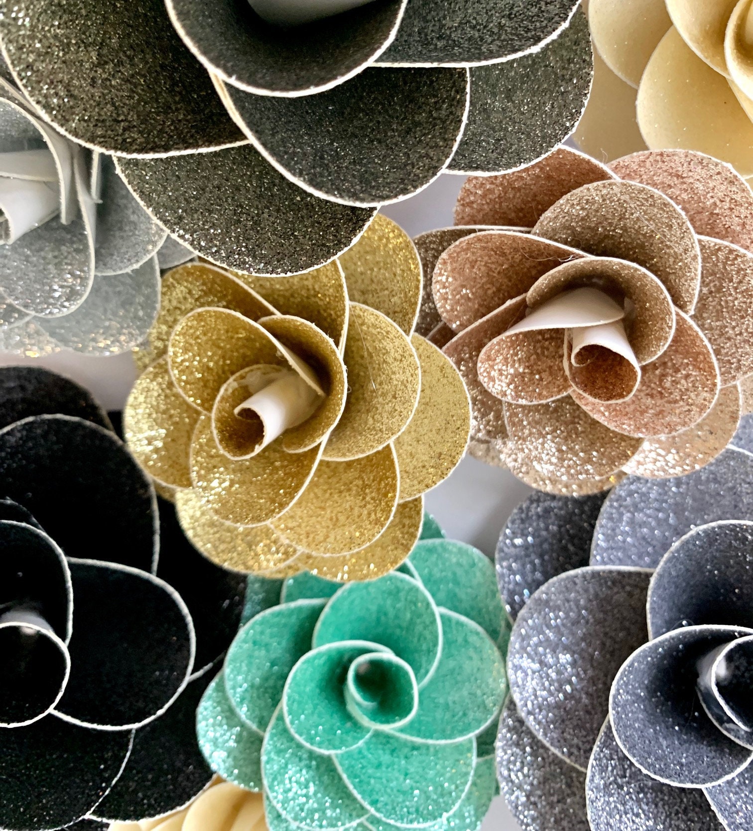 Handmade Glitter Paper Flowers Large Etsy
