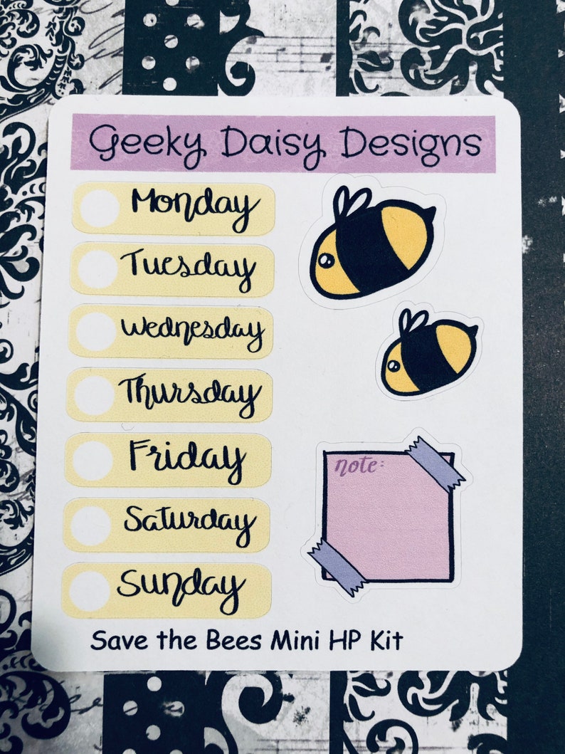 Save the Bees Mini HP Kit Planner Stickers Days and Deco