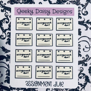 Assignment Due Planner Stickers
