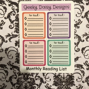 Monthly To Read Planner Stickers