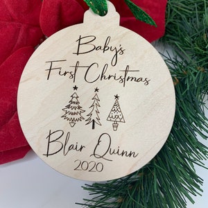 Personalized Baby&#39;s First Christmas Ornament, Custom Engraved Wood Baby Ornament, New Baby Gift, Baby 1st Christmas Ornament 2024