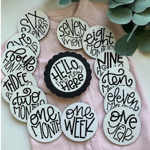 Baby Milestone Markers for Photos, Baby Hospital Photo Props, Engraved Wooden Milestone Markers, Baby First Year, Hi I&#39;m New Here