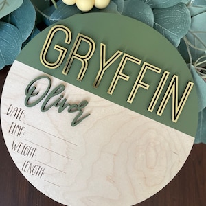 Baby Foot Print, Name Announcement, Stats Sign with Stand, New Baby Keepsake, Newborn Photo Prop,  Hospital Welcome Sign with Easel