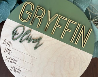 Personalized Baby Footprint Sign: 3D Name Announcement, Newborn Hospital Photo Prop, Birth Stat Sign