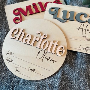 3D Custom Engraved Wood Baby Name Plaque, Newborn Photo Prop, Personalized Hospital Welcome Sign