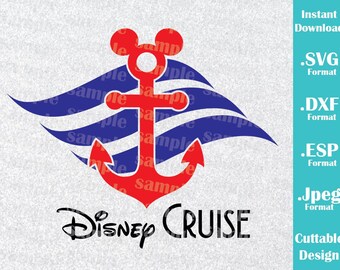 INSTANT DOWNLOAD SVG Disney Inspired Mickey Anchor Ears Disney Cruise Family Vacation for Cutting Machines Svg, Esp, Dxf, Jpeg Format