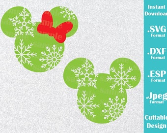 INSTANT DOWNLOAD SVG Disney Inspired Christmas Minnie and Mickey Ears Cutting Machines Svg, Esp, Dxf and Jpeg Format Cricut Silhouette