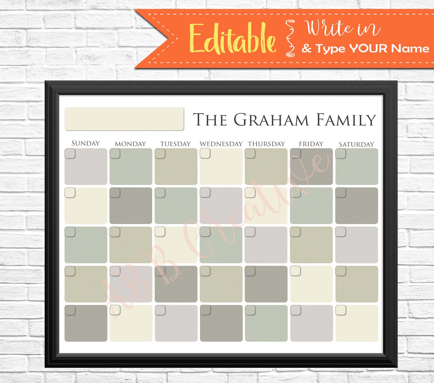 16x20 Dry Erase marker Calendar Editable Dry Erase Etsy