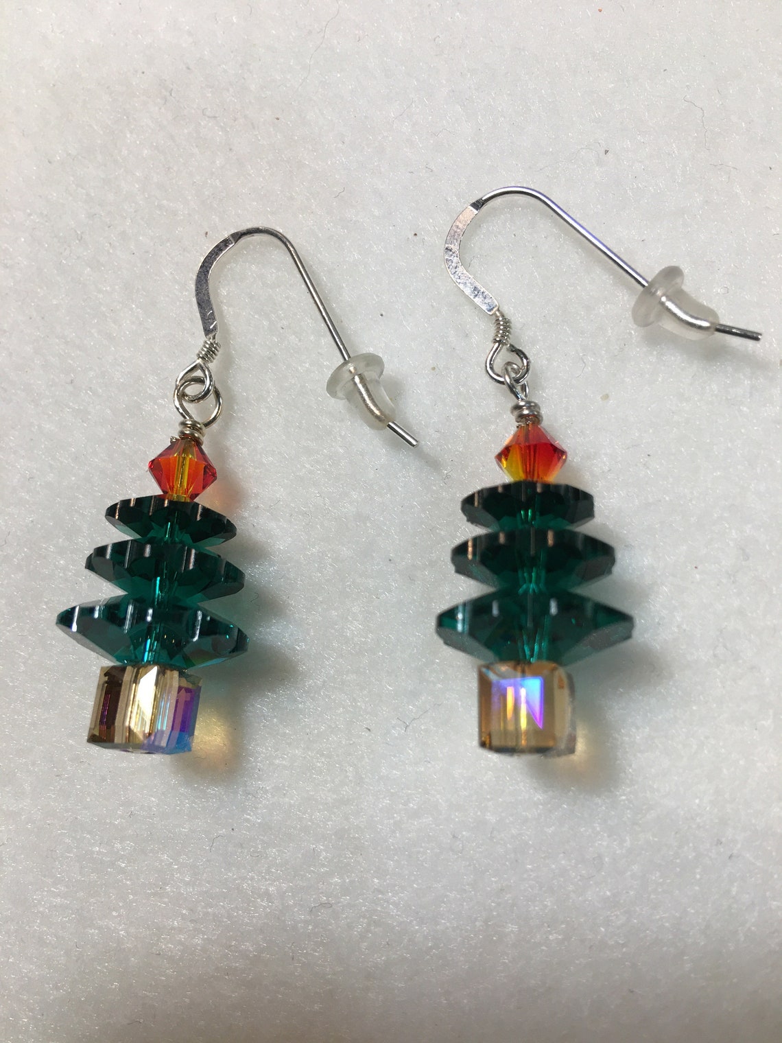 Layered Swarovski Crystal Christmas Tree Earrings Etsy