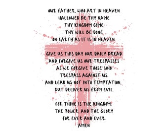 The Lords Prayer PNG, Our Father png, Religious PNG, Cross PNG,  - dtf, sublimation, png