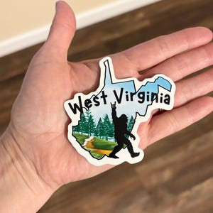 West Virginia Vinyl Sticker, Sasquatch WV Waterbottle Sticker, Laptop Sticker