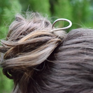 Curved german silver hair pin
