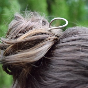 Curved german silver hair pin image 1