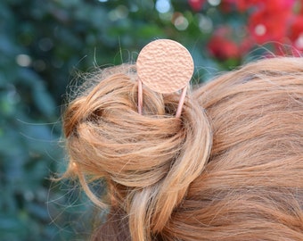 Moon copper hair pin, rose gold hair jewelry