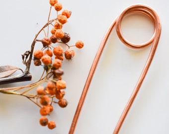 Copper hair pin, circle hair accessory