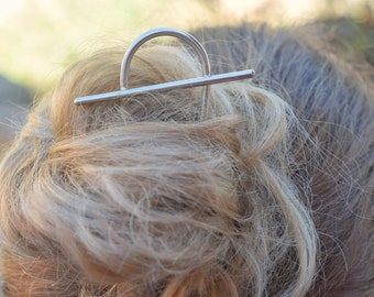 Silver  hair pin, contemporary hair jewelry