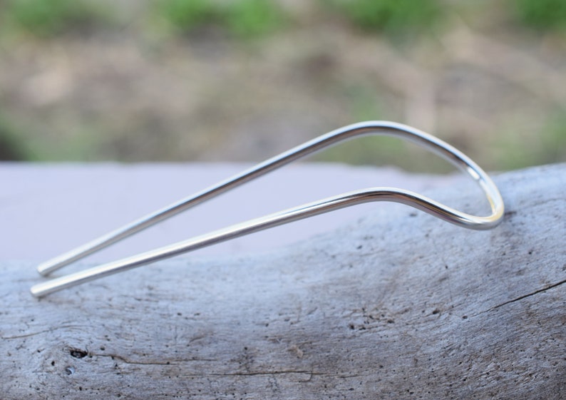 Curved german silver hair pin image 2