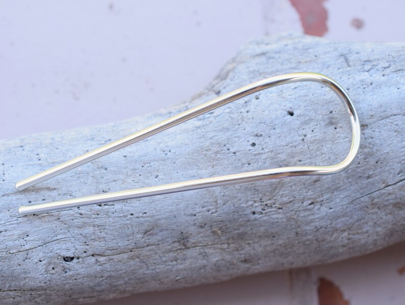 Curved german silver hair pin image 4