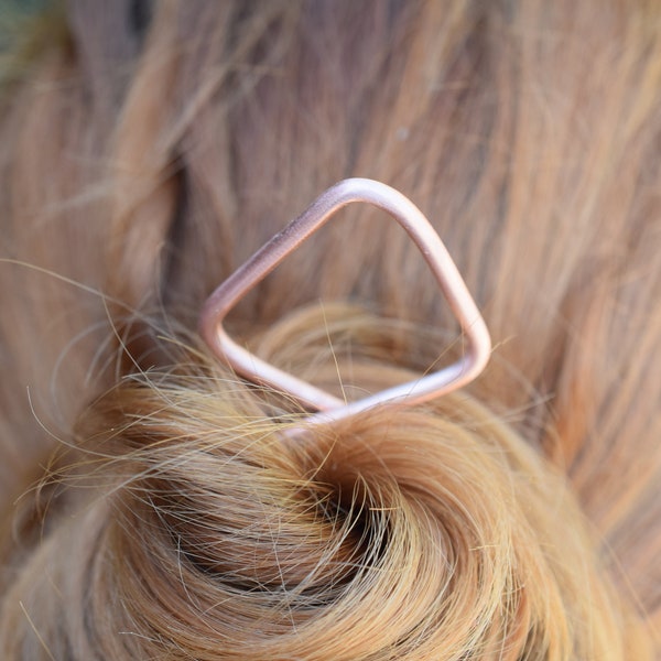 Triangle copper hair pin, rose gold hair jewelry