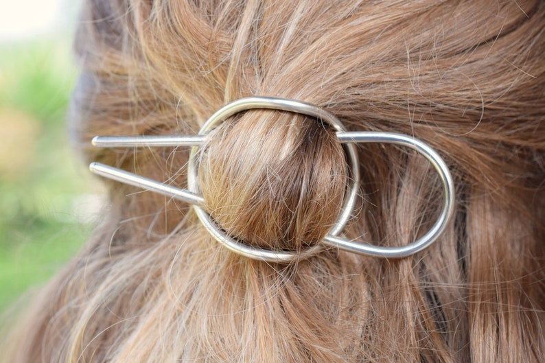 Hair Barrette Silver Curved Barrette Etsy