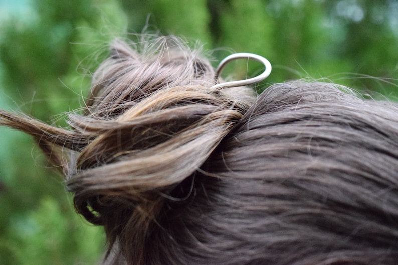 Curved german silver hair pin image 1