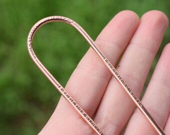 Copper hammered hair pin