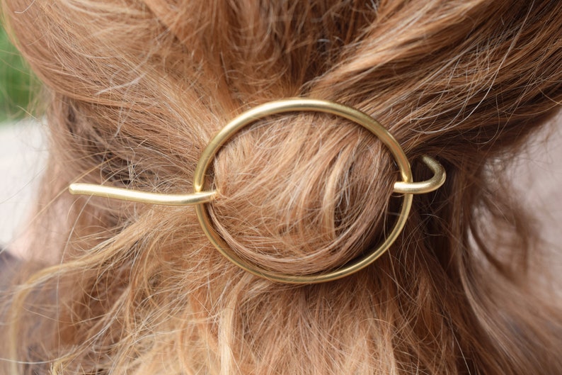 brass hair pin brass hair jewelry Brass hair barrette with zig zag stick