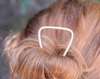 Brass hair pin, gold hair accessory