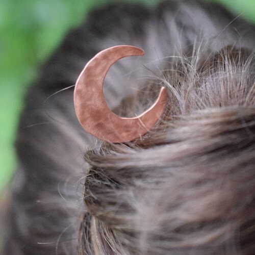 Crescent Moon Silver Hair Pin Etsy