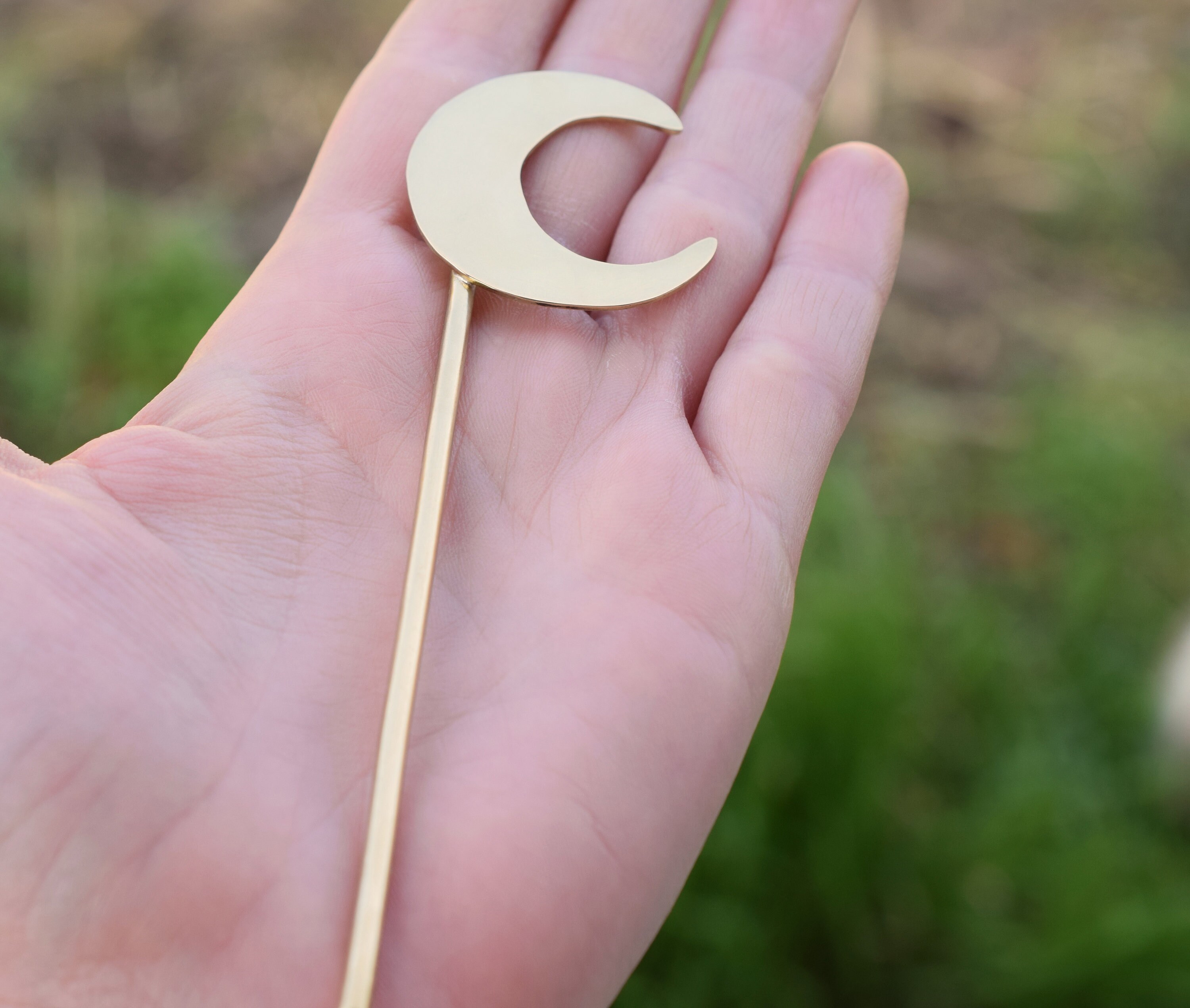 Brass Crescent Moon Hair Pin Brass Hair Jewelry Etsy