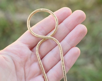 Brass circle hair pin, loop hair stick