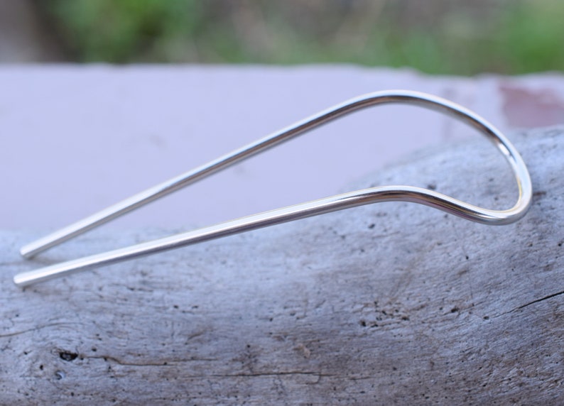 Curved german silver hair pin image 3