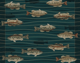 UP RIVER, fish design, bass, lodge design
