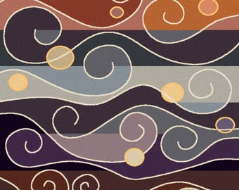 HAPPY WAVES, Contemporary Rug,  Abstract Design, Home Decor, Area Rug, Accent Rug, Multi-color Rug,