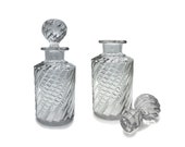 BACCARAT Pair of Vintage Spiral Swirl Cut (a la Bernini Column) Crystal Whiskey Decanter, Liquor Container, Signed Etched quot Baccarat France quot .