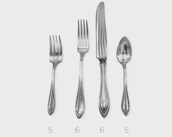 Oneida Sheraton Silverplate Flatware, Antique Cutlery Set | 1910 Community Plate | Monogrammed Vintage Tableware