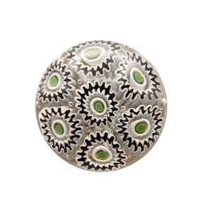 Murano ITALIAN Concentric Black Green & White MILLEFIORI Paperweight or Briefbeschwerer of Murrine Cane/Rod. Antique weight MidCentury 1950s