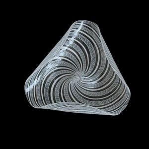 Venini Murano 'Vetro a retorti' White & Clear Glass Ribbon Laticino Triangular Bowl, Ashtray or Catch-All w/ 3 curled edges, lips or Folds image 4