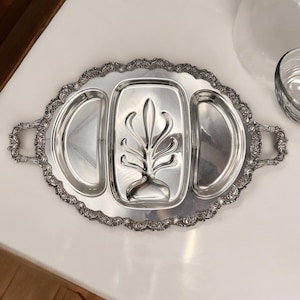 Holiday Turkey Meat Serving Platter, English Pool Sheffield, Silverplated Copper w/ Footed Design and Convenient Handles, Stunning Vintage