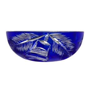 Vintage Blue to Clear Crystal Cobalt Blue Decorative Bowl