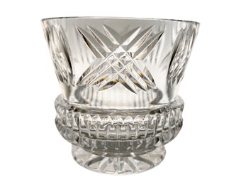 Seltene Vintage Waterford-Stil X Muster & Sunburst Basis Cut-to-Clear Kristall: Vielseitige klare Trifle Schale/Blumenvase/Votiv-Kerzenhalter