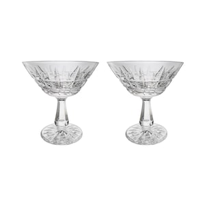 WATERFORD Kylemore (Taglio) COPPIA di bicchieri da Martini in cristallo vintage con taglio a cuneo di diamante.
