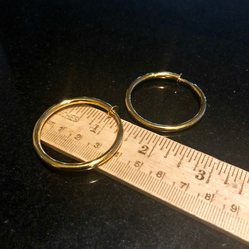 Reclaimed 18K Gold Plated Retro Spring-back Earring Hoops. | Etsy