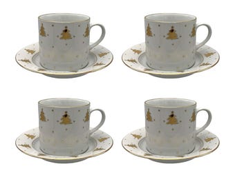Tienshan Golden Pines-theekop en schotels (set van 4)