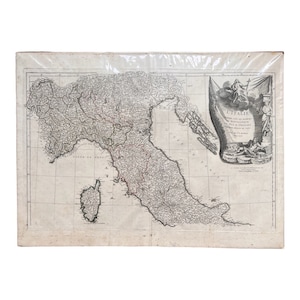 Carte de l'Italie en français publiée sous les auspices du duc d'Orléans en 1743, carte française des États indépendants d'Italie du Nord