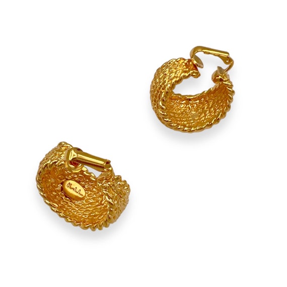 Reclaimed 18K Gold Plated Hoops, Retro Clip-on Ea… - image 3