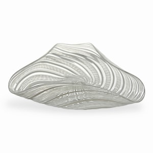 Venini Murano 'Vetro a retorti' White & Clear Glass Ribbon Laticino Triangular Bowl, Ashtray or Catch-All w/ 3 curled edges, lips or Folds image 1