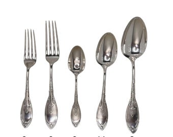 Juego de cubiertos de plata antigua Ruby (Sterling, 1870) de George W. Shiebler / 43 piezas / Modelo descatalogado / Elegancia de herencia / Comedor